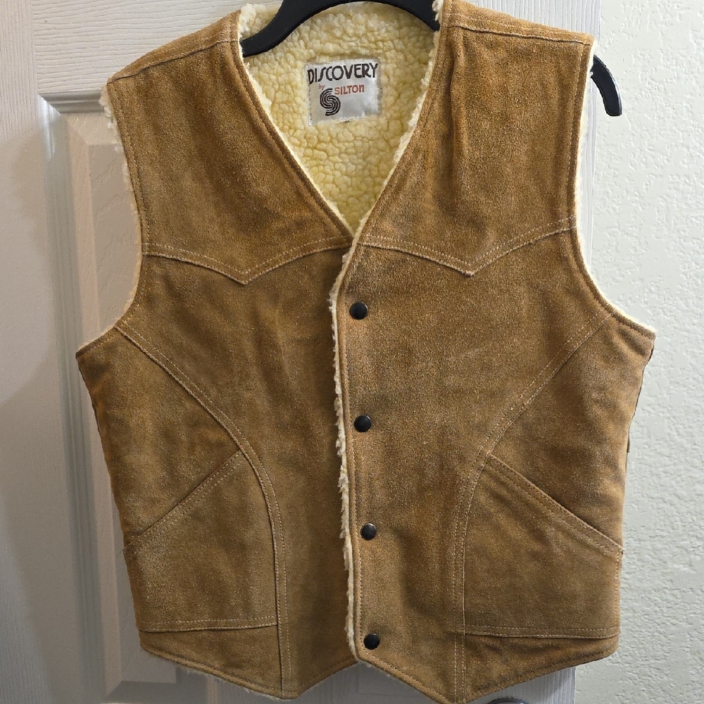 Vintage 1970s Silton Men's Brown Suede Leather Vest Size M